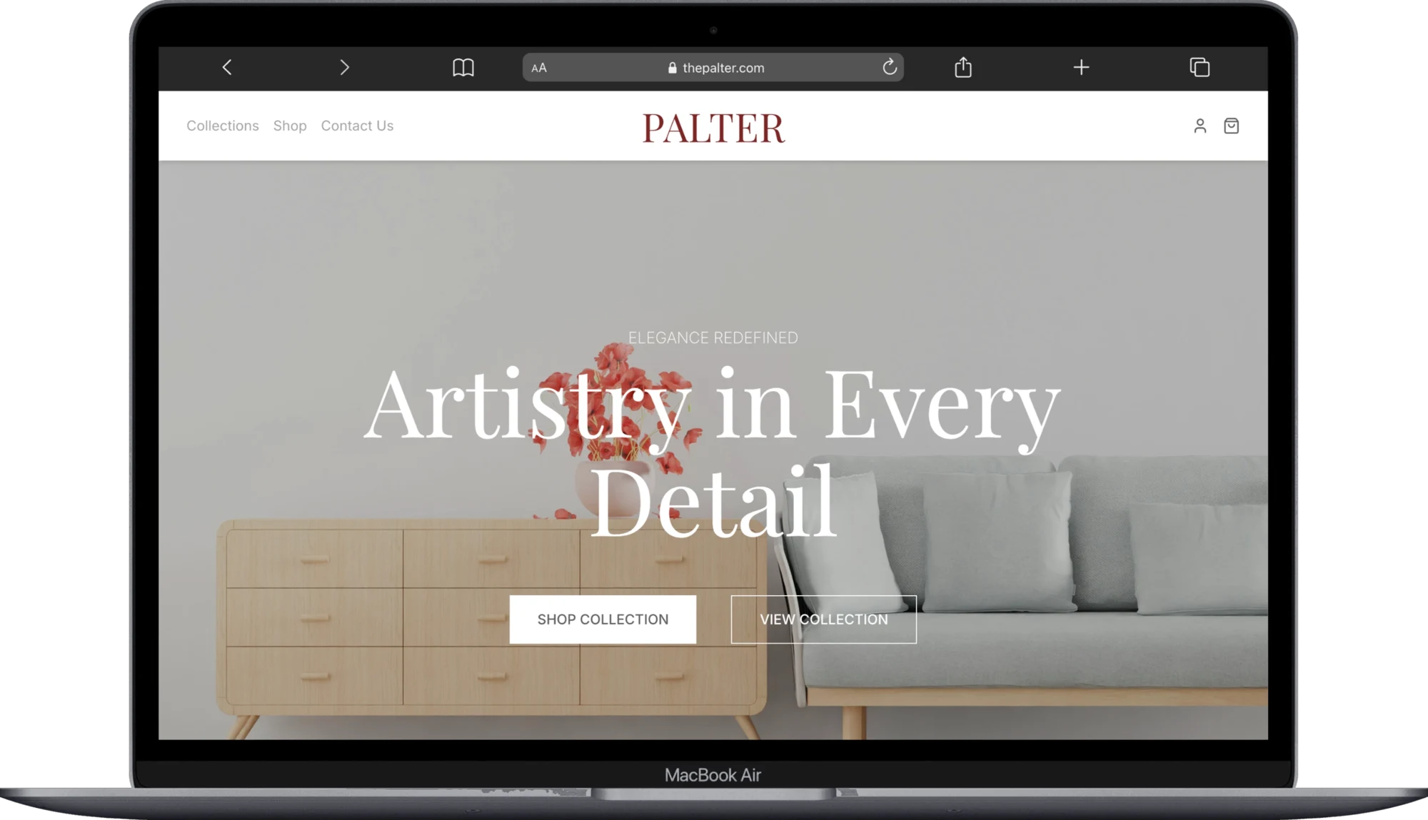 Palter Furnishing and Interiors on laptop, tablet and phone